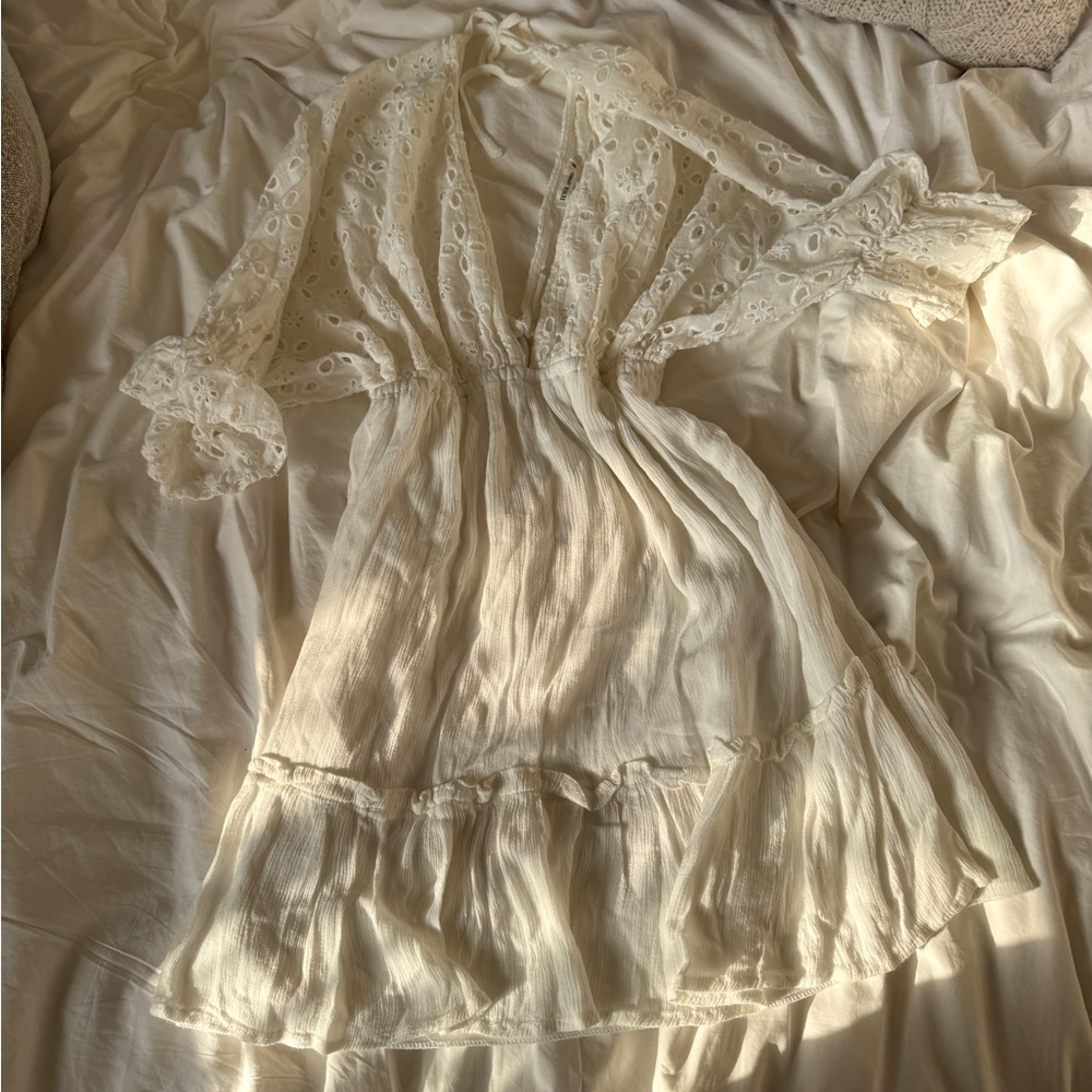 Elegant White Loose Mini Dress